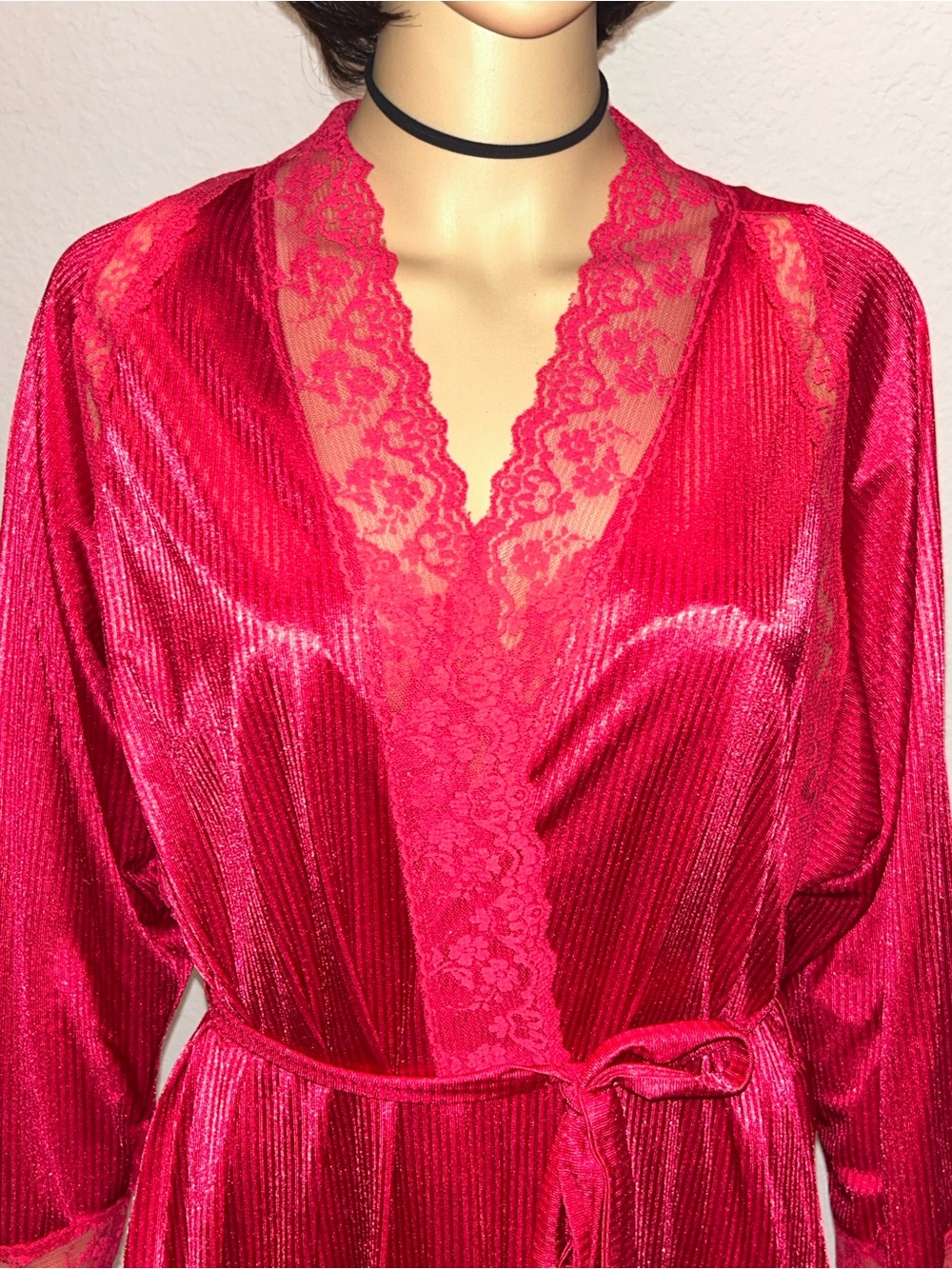 jcpenney Red Satin Lace-Trim Robe & nightgown 2 piece set